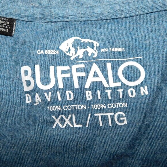 Buffalo David Bitton Mens 2XL Blue Gray Spellout T shirt - Picture 3 of 7